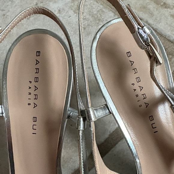 Barbara Bui Metallic Silver Leather Slingback Heels - Picture 5 of 5